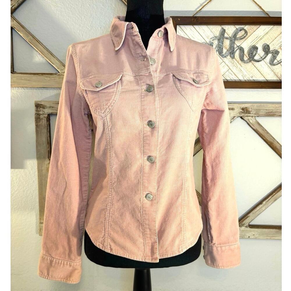PERISCOPE Sz M VTG 80’s Dusty Pink Corduroy Cotton Fitted Western Shacket
